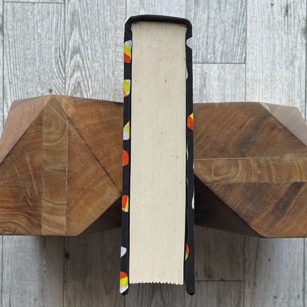 New Halloween Linen Wrapped Decorative Book Candy Corn Hand-Wrapped Spooky Decor - Picture 4 of 7